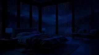 Relax and Unwind: Midnight Rainfall with Dark Bedroom Ambience ️