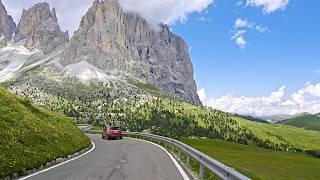 Dolomites Scenic Drive 4K | Sella Pass & Gardena Pass