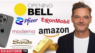 Exxon Mobil, Gold, Apple, Amazon, Pfizer, Las Vegas Sands, Moderna