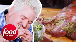 Guy Fieri Falls In Love With This Pig Head Platter | Diners, Drive-Ins & Dives