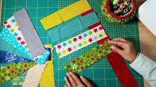 Amazing idea of sewing with pieces of fabricEasy patchwork trick