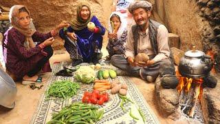 Old Couple Cooking Rural recipe in Traditional Style in Cave | Shelter in Mountain Cave |