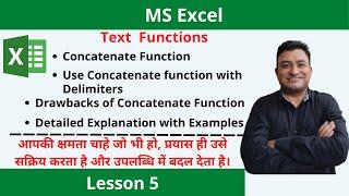 Text Functions:Understanding Concatenate Function in Excel.