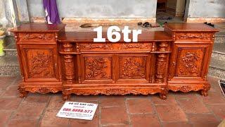 16tr #Kệ_Tivi_Cột_Nho 2m4 Gỗ Hương Đá Đục Máy. Đồ Gỗ Bảo Lộc