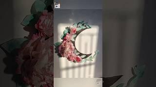 new decor idea  tissue paper flower moon decor #diy#art#craft#simple#asthetic#trending#flowers#moon
