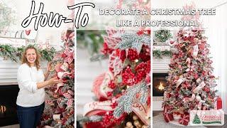 2023 Christmas Tree Decorating Tutorial | Red & White Christmas Decor