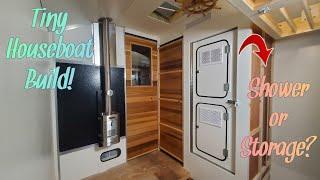 Tiny Houseboat shower storage! (Part 11)