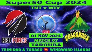 Trinidad & Tobago vs Windward Islands Volcanoes | TNT vs WIV | 7th Match of Super50 Cup 2024 Live