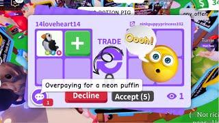 OOH  THEY GAVE ME 4 OFFERS FOR NEON PUFFIN  THEY DESPERATELY WANTED IT!  Adopt Me - Roblox