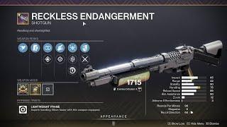 HOW TO GET RECKLESS ENDANGERMENT (UPDATED) - DESTINY 2