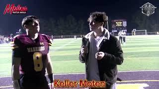 Walsh Jesuit's Aiden Henry, Keller Moten & coach Nick Alexander after the big 19-14 win vs Hoban