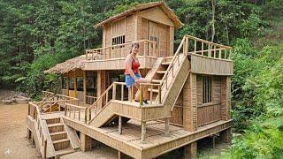 TIMELAPSE: The process of a girl building a two-story bamboo house from start to completion