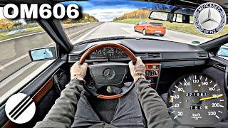 MERCEDES-BENZ W124 300 DIESEL OM606 TOP SPEED DRIVE ON GERMAN AUTOBAHN