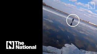 Quick-thinking Ukrainian fisherman rescues boy trapped on floating ice