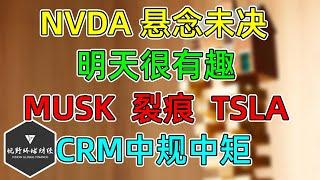 美股 NVDA冲得不够，悬念未决，TSLA暗中观望等待！明天注意一些盘中细节！CRM财报中规中矩！
