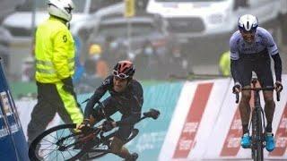 The amazing fall of Geraint Thomas during the Tour de Romandie.