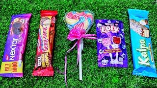 ASMR: Unboxing a 5 Giant Mystery Box Full of Candy chocolate rainbow lollipops Satisfying video