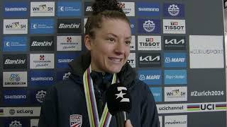 Chloé Dygert - Interview at the finish - World Championships Road Race (Zürich) 2024