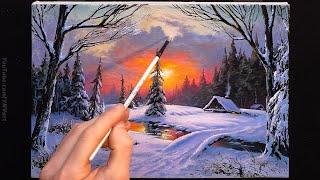  Acrylic Painting Tutorial - Winter Sunset / Easy Art / Drawing / Acrylfarben Malerei Zeichnung