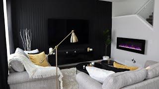 SMALL LIVING ROOM AREA MAKEOVER | Diy Black Luxury Contemporary decor idea | Room transformation