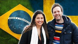 Swedish guy tries to speak Portugese, Brazilian girl tries to speak Swedish - Language challenge