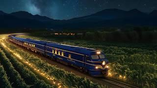 Train sounds for sleeping  Blue Train ambience on a rainy night | train and rain sounds for 10 hours