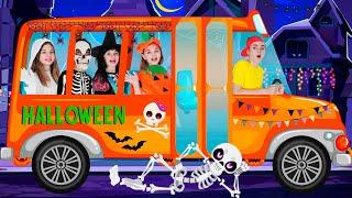 Halloween Wheels on the Bus  Kids Songs  Nick and Poli