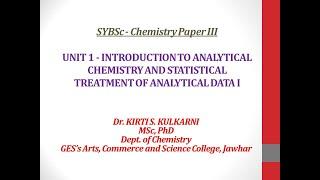 SYBSc - Chemistry Paper III - Dr.K.S.Kulkarni