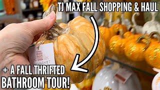 FALL SHOPPING AT TJ MAX + HAUL & A THRIFTED BATHROOM TOUR! Mini home update & more decluttering!