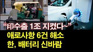 "印수출 1조 지켰다~" 애로사항 6건 해소~ 한, 배터리 신바람