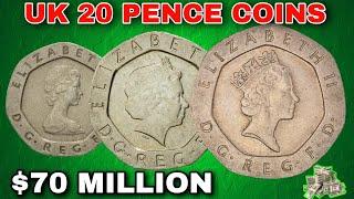 TOP 3 MOST VALUABLE UK 20 PENCE COINS  BIG MONEY MILLION DOLLARS!