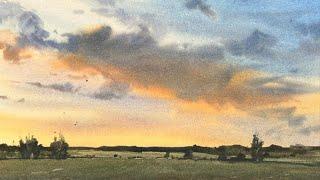 Sunset Landscape in Watercolor - Step by step - Matthew White