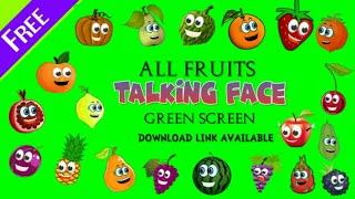 all fruits | talking face vector in green screen | eyes blink talking lips mouth in all fruits