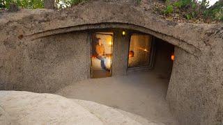 Building The Most Amazing Underground House to Live in the Jungle to avoid Rain by Ancient Skills