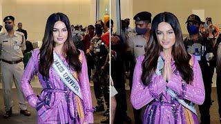 Miss Universe 2021 Harnaaz Kaur Returns To Mumbai | Bollywood CIA