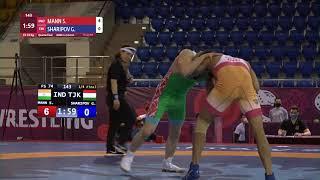 1/4 FS - 74 kg: S. MANN (IND) v. G. SHARIPOV (TJK)