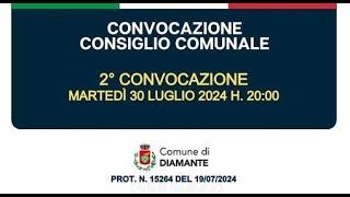 Diamante: Consiglio Comunale del 30/07/2024