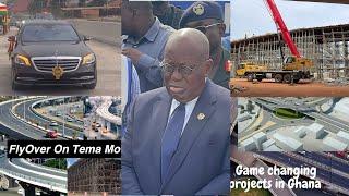 HE. AkuffoAddo tours & inspect progress of Tema Motorway flyover.Seems not to be happy with progress