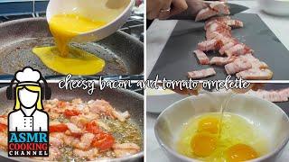 ASMR Cooking An Omelette  aesthetic  | egg whisking, sizzles, chopping (no talking)