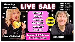LIVE SALE Auction  Vintage • Kitsch • Art Glass • Pottery • Jewelry • Free Giveaway