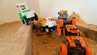 RC Car offroading with other Toys