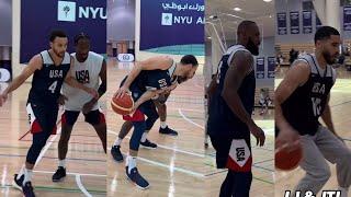 STEPH GOES 1 ON 1 & TEAM USA PRACTICES FOR FIRST TIME IN ABU DHABI! LBJ, TATUM, STEPH