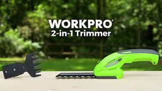 WORKPRO® Tools | 2-in-1 Cordless Grass Shear + Shrubbery Trimmer