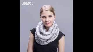 MWFur Real Rex Rabbit Fur Scarf Hand Knitted Fashion Women Shawl Natural Rabbit Fur Shawl Factor