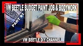 VW BEETLE BUDGET PAINT JOB & BODYWORK PART #1 - METAL BONDO - RATTLE CAN PAINT JOB FOR A CAR - VW