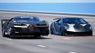 1,000KMH!!! Lamborghini Sesto Elemento vs Bugatti Vision GT | DRAG & TRACK RACE