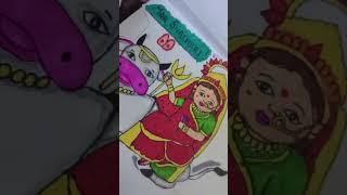 Day 1 of Navratri maa katyani drawing #maa #katyani #BCAAW #navratri