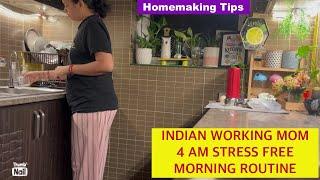 4 Am Stress Free Morning Routine of Indian working Mom with school going kid | Indian mom Daily Vlog