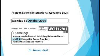Unit 2 October 2024 -  AS Chemistry Edexcel -  Dr  Hanaa Assil
