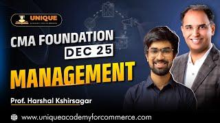 CMA Foundation | June-Dec 2025 | Management 5.3 | L-4 | Prof. Harshal Kshirsagar